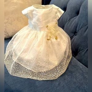 Special Occasion by Marmellata👸Ivory Tulle Dress w/Rose, Gold Sparkles & Ribbon